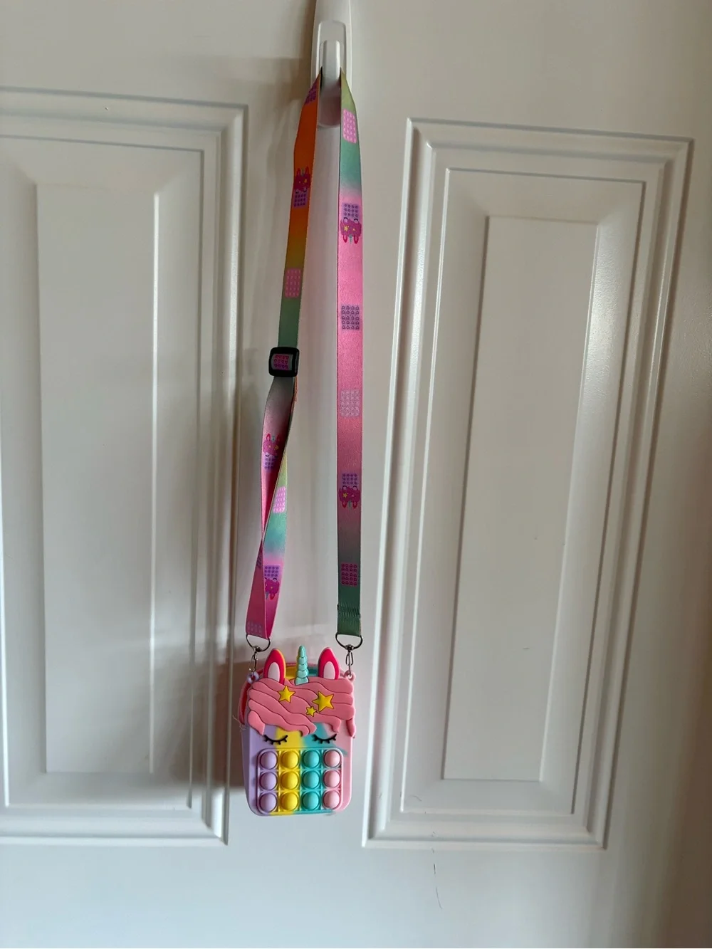 Unicorn Pop It Crossbody Purse Rainbow Silicone Fidget Bag Kids Shoulder Bag